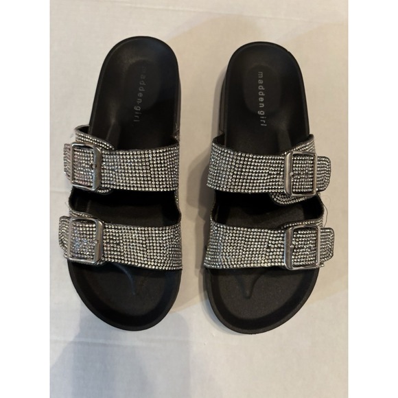 Madden Girl Bling Silver Jeweled Slip on Sandals Women's Size 10 - Picture 1 of 5